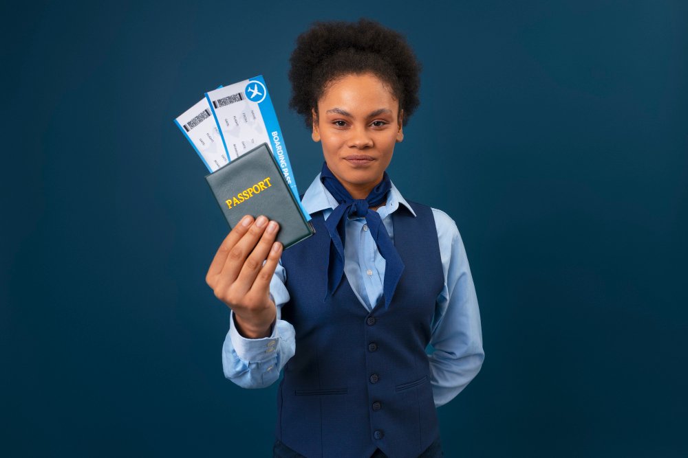 Happy traveler with tickets